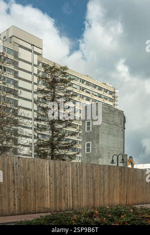 Blick auf die Ruine der Klinik Frankfurt Hoechst, Hessen Stockfoto