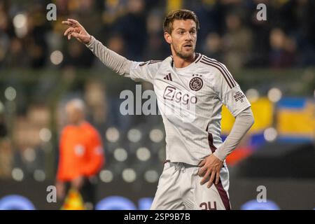 Brüssel, Belgien Februar 2025. Daniele Rugani von Ajax während der UEFA Europa League 2024/25 Knockout Phase Play-offs 1 Legspiel zwischen Royale Union Saint-Gilloise und AFC Ajax im King Baudouin Stadium in Brüssel, Belgien am 13. Februar 2025 (Foto: Andrew SURMA/ Credit: SIPA USA/Alamy Live News Stockfoto