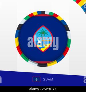 Guam-Flagge mit farbenfroher Kreisgrenze. Vektorsymbol. Stock Vektor