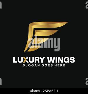 Luxuriöses abstraktes Logo mit goldenem Flügel Stock Vektor