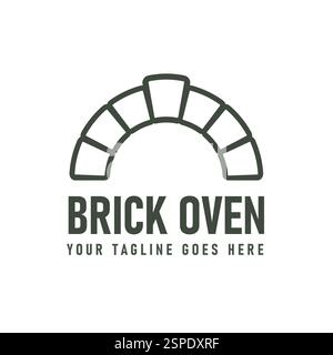 Diese Logo-Vektor-Illustration verfügt über ein einfaches Design mit einer Pizzaofen-Silhouette, die einen minimalistischen Look schafft, ideal für eine Pizzeria-Marke oder kulinarische Küche Stock Vektor