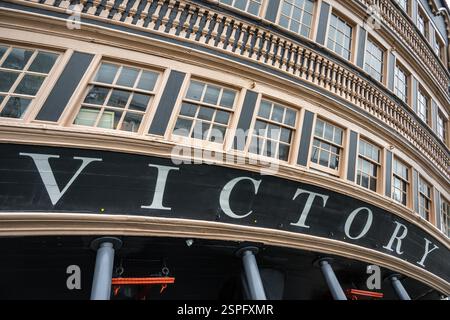 HMS Victory, Portsmouth Historic Dockyard, Großbritannien Stockfoto