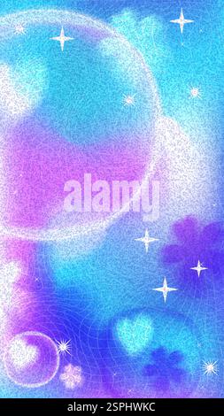 Y2K Ästhetische Instagram Stories Hintergrund - Neon Cyber Futuristic Template Stock Vektor