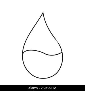 Einfache Linienzeichnung eines Wassertropfens mit einer gebogenen Oberfläche im Inneren Stock Vektor