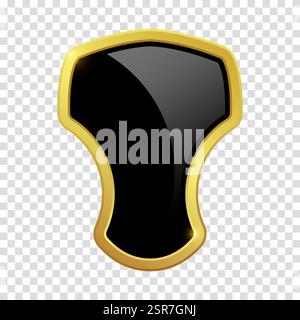 Schwarzes Schild mit glänzend goldfarbenem Rahmen. Exklusives VIP-Logo-Design. Vektor-Clipart-Illustration. Transparenter Hintergrund. Stock Vektor
