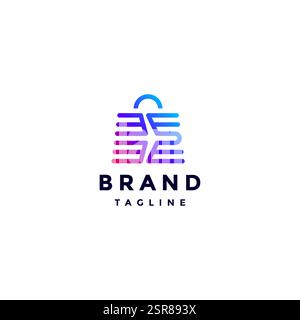 Creative Travel Bag Lines Logo Design. Design Der Silhouette Umformtasche Von Flugzeug Airlines Mit Logo. Stock Vektor