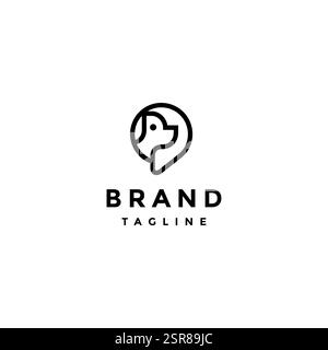 Positionierungsnadel Mit Hündchen-Symbol-Logo. Niedliches Dong Outline-Logo. Stock Vektor