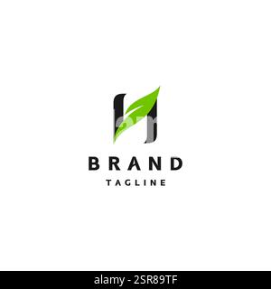 Elegantes, belaubtes N-Logo-Design. Einfaches Leaf-Symbol im Letter N-Logo. Stock Vektor