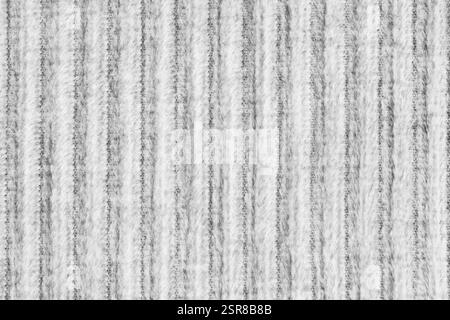 Ridge-Makrostruktur aus Velourseil-weißem Cordtuch. Große gerippte, grobe Websamtgewebe, gestreifte Polsterung Textur Stoff Hintergrund, Möbel te Stockfoto