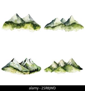 Eine handgezeichnete Aquarellabbildung von Bergen handgezeichnetes Illustrationskonzept, das nachvollzogen und vektorisiert wurde. Die Illustration ist perfekt für Stock Vektor