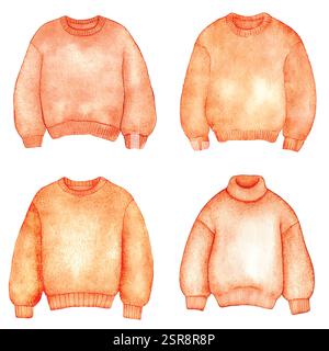 Eine handgezeichnete Aquarellabbildung der Pullover Watercolor Hand-Drawn Collection, die nach dem Bild nachvollzogen und vektorisiert wurde. Die Illustration ist perfekt für Stock Vektor