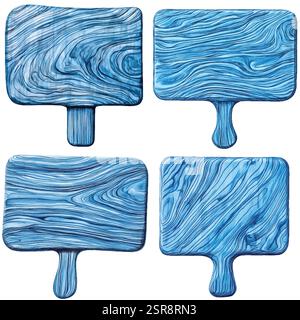 Eine handgezeichnete Aquarellillustration eines handgezeichneten hölzernen Schildersatzes, das nachvollziehbar und vektorisiert wurde. Die Illustration ist perfekt für jeden Designprofi Stock Vektor