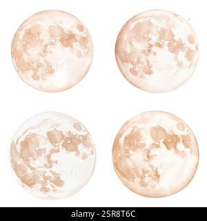 Eine handgezeichnete Aquarellillustration von Moon Aquarell handgezeichnet Set, das nachgezeichnet und vektorisiert wurde. Die Illustration ist perfekt für jedes Design Stock Vektor