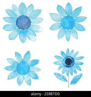 Eine handgezeichnete Aquarellillustration von Sonnenblumen handgezeichnetem Set, das nachgezeichnet und vektorisiert wurde. Die Illustration ist perfekt für jedes Design-Projekt Stock Vektor