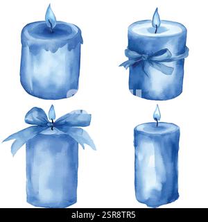 Eine handgezeichnete Aquarellillustration von handgezeichneten Kerzen, die nachvollzogen und vektorisiert wurden. Die Illustration ist perfekt für jedes Konstruktionsprojekt Stock Vektor
