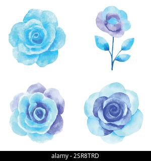 Eine handgezeichnete Aquarellabbildung eines handgezeichneten Aquarellblumensatzes, das nachgezeichnet und vektorisiert wurde. Die Illustration ist perfekt für jedes Desi Stock Vektor