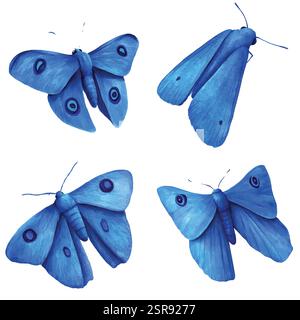 Eine handgezeichnete Aquarellabbildung von handgezeichneten Aquarellmotten-Illustrationen, die bildgezeichnet und vektorisiert wurde. Die Illustration ist perfekt für Stock Vektor