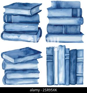 Eine handgezeichnete Aquarellabbildung von Buchrücken handgezeichnete Illustrationen, die nachvollzogen und vektorisiert wurden. Die Illustration ist perfekt für jedes d Stock Vektor