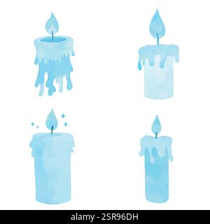 Eine handgezeichnete Aquarellillustration eines handgezeichneten Kerzensets, das nachvollzogen und vektorisiert wurde. Die Illustration ist perfekt für jedes Konstruktionsprojekt Stock Vektor