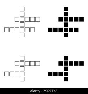 Satz des Konzeptsymbols für Kreuzworträtsel, Kreuzworträtgrafik, Vektorgrafik für Web-Flachvektor. Stock Vektor