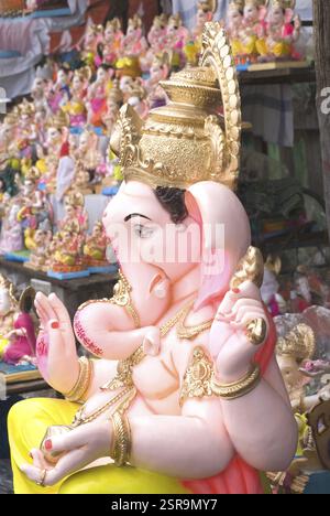 Idol des ganesh Elefanten, der Gott mit dem Kopf des ganeshotsav, Pune, Maharashtra, Indien, Asien Stockfoto