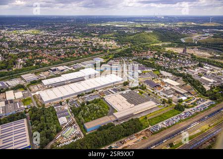 Luftaufnahme, Gewerbegebiet Gohrweide, Baustelle mit Neubau Prologis Park Bottrop an der Knippenburg, Batenbrock-Süd, Bottrop, Ruhr Stockfoto
