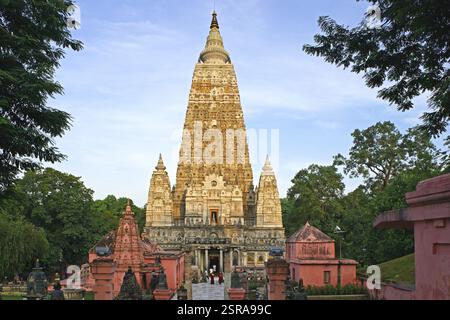 Mahabodhi-Tempel, Bodhgaya, Bihar, Indien, UNESCO-Weltkulturerbe Stockfoto