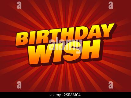 Geburtstagswunsch. Texteffekt-Design für Social-Media-Anzeigen oder Printwerbung mit hellen Farben Stock Vektor