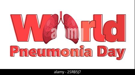 Welttag der Lungenentzündung auf weißem Hintergrund. Gesundheitswesen und Medizinkonzept. Vektor-Webbanner für soziale Medien, Posts, Karten und Flyer. Vektorillustra Stockfoto