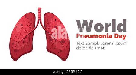 Welttag Der Pneumonie. Wird jährlich am 12. November gefeiert. Die menschliche Lunge ist ein lebenswichtiges Organ der Atmungsorgane. Anatomie, Medizin und Gesundheitswesen Stockfoto