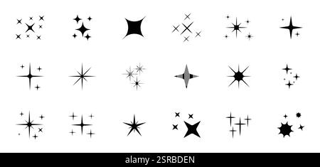 Funkelnde Doodle-Linien, geplatzte Linien und funkelnde Star-Ikone. Vektorabbildung. Perfekt für Design und Dekoration. Stock Vektor