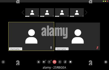 Benutzeroberfläche für Videokonferenzen, Fenster für Videokonferenzanrufe. Stock Vektor