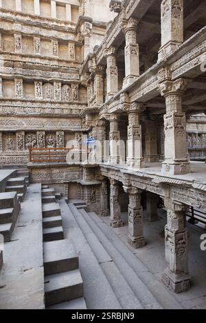 Skulpturen, Rani Ki Vav, Patan, Gujarat, Indien, Asien Stockfoto