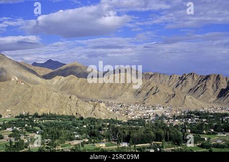 City & Valley, Leh - Ladakh, Jammu und Kaschmir, Indien, Asien Stockfoto