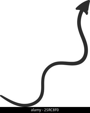 Der wellige Pfeil zeigt nach oben und repräsentiert Wachstum, Erfolg und positive Dynamik sowohl bei der geschäftlichen als auch bei der persönlichen Entwicklung. Er veranschaulicht den Weg hin zu Leistung und Streben Stock Vektor