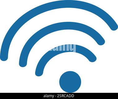 WLAN-Symbol, das die Internetverfügbarkeit und die hohe Verbindungsqualität repräsentiert und das Wesen der drahtlosen Kommunikation und des nahtlosen Netzwerkzugangs in moderner Technologie veranschaulicht Stock Vektor