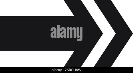 Einfacher schwarzer Pfeil, der nach rechts zeigt, mit doppelter Kontur auf weißem Hintergrund, die Richtung, Fortschritt und Vorwärtsbewegung darstellt Stock Vektor