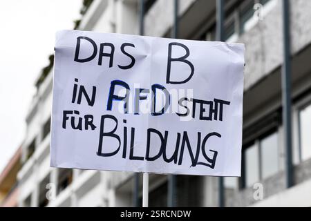 Heidelberg, 12. Februar 2025: Schild mit dem Text "das B in der AfD steht für Bildung" aus Protest gegen Rechtsextreme Stockfoto
