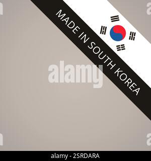 Hergestellt in Südkorea - Ecksymbol mit koreanischer Flagge Stock Vektor