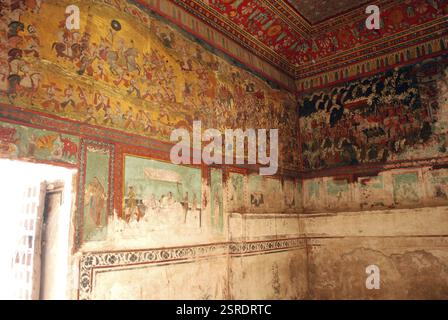 Wandmalerei in Chitrashala, Garh Palace, Bundi, Rajasthan, Indien, Asien Stockfoto
