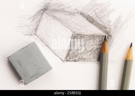 Zeichnung des Künstlers mit Bleistift auf Papier Stockfoto