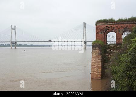 Yamuna Brücke, Allahabad, Prayagraj, Uttar Pradesh, Indien, Asien Stockfoto