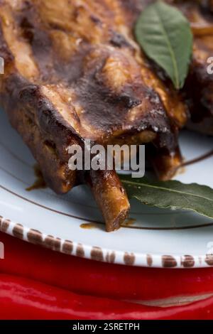 Gegrillte Schweinefleisch Baby Back Ribs, lodz, polen Stockfoto