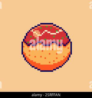 Pixel Art Takoyaki Game Asset Design Stock Vektor