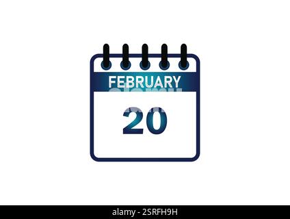 Februar, Kalendersymbol und Erinnerung an den Tageskalender des Zeitplaners. Vektorabbildung abgewickelt. Stock Vektor