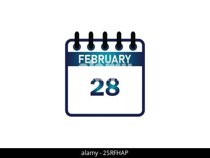 Februar, Kalendersymbol und Erinnerung an den Tageskalender des Zeitplaners. Vektorabbildung abgewickelt. Stock Vektor