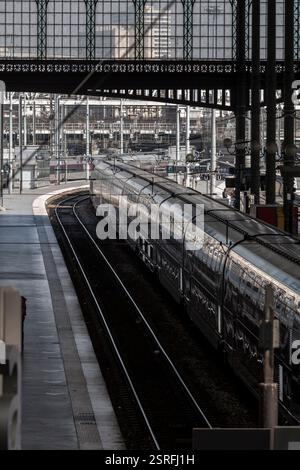 SNCF TGV Duplex Zug am Paris Nord/Paris Gare du Nord Stockfoto
