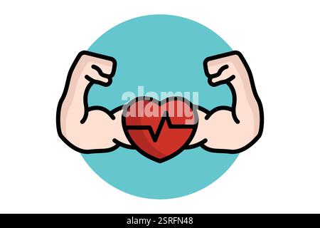 Symbol für Ausdauer. Farbiger Umrissstil. Symbol für Fitnessstudio und Fitness Stock Vektor