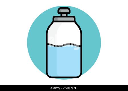 Symbol für Wasserflasche. Farbiger Umrissstil. Symbol für Getränk Stock Vektor