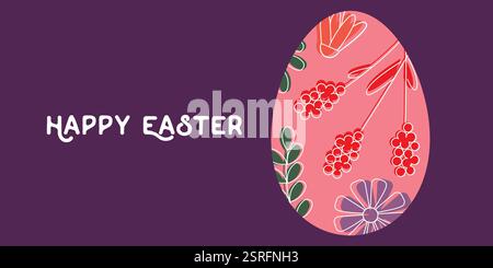 Ostergrußkarte mit dekorativem Blumeneier und saisonalem Kartendesign Stock Vektor